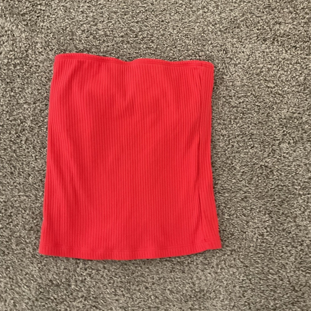 Red Ribbed Women's Tube Top